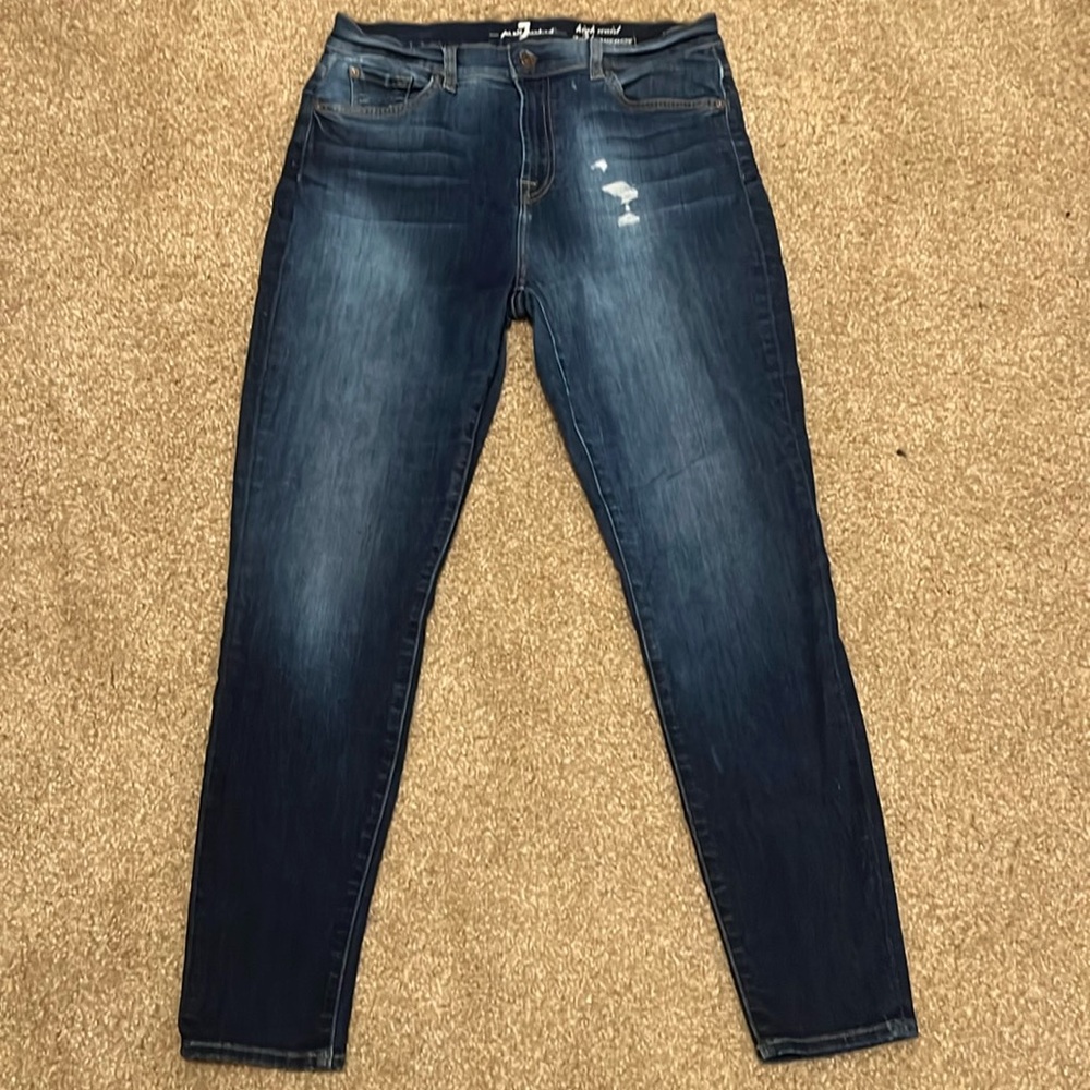 7 For All Mankind High Rise Jeans - Dark Blue